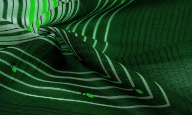 ipek kumaş, yeşil arkaplan, çizgili beyaz ve yeşil çizgiler, İspanyol teması, dokusu, deseni, koleksiyonu