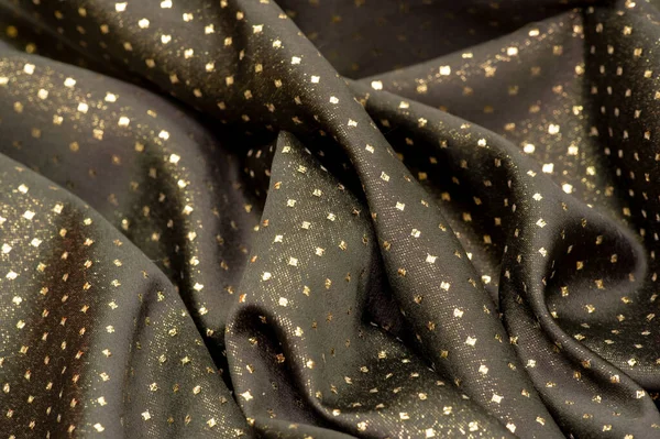 Brocade Golden Color Little Polka Brocade Class Ornate Shuttle Fabrics — Stock Photo, Image