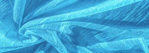 Silk Fabric Texture Blue Wrinkled Fabric Blue Wrinkled Wavy Surface — Stock Photo, Image