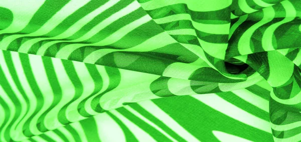 Silk Fabric Green White Abstract Lines Magical Form Abstract White — Stock Photo, Image