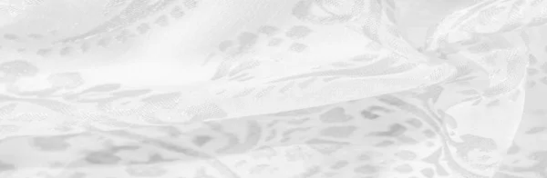 Pek Kumaş Kar Beyazı Kumaş Beyaz Arka Planda Zarif Çiçeklerin — Stok fotoğraf
