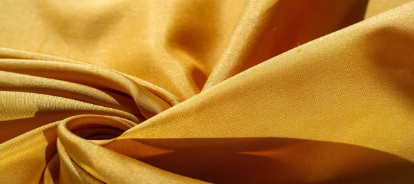 Μεταξωτό Ύφασμα Κίτρινο Χρώμα Υφή Του Χρωματιστού Μεταξωτού Υφάσματος Μπορεί — Φωτογραφία Αρχείου