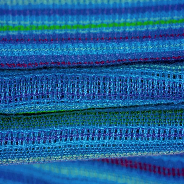 Tissu Rayures Bleu Turquoise Bleu Vert Lignes Jersey Élastique Très — Photo