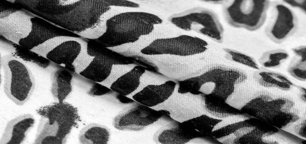 Fekete Fehér Selyem Szövet Leopárd Lenyomat Állati Bőr Afrikai Téma — Stock Fotó