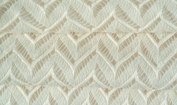 Witte Stof Meerlaagse Zijden Kant Premium Wintergebreide Sjaal Textuur Achtergrond — Stockfoto