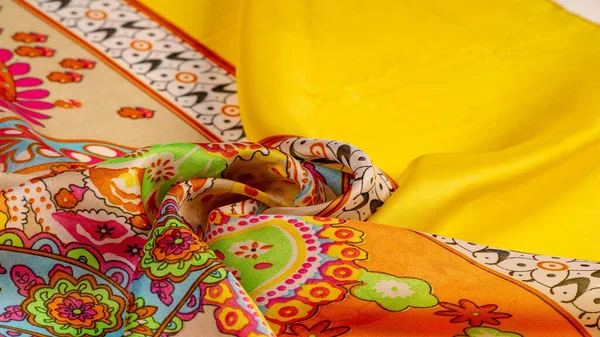 Шовкова Тканина Пейслі Прикрашені Традиційні Елементи Індійської Теми Пейслі Етнічними — стокове фото