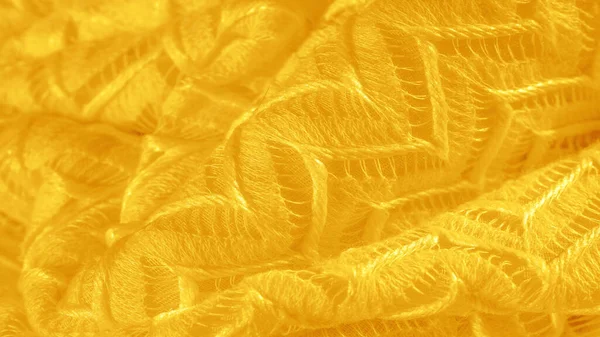 Sarı Kumaş Çok Katmanlı Ipek Dantel Birinci Sınıf Kış Örgü — Stok fotoğraf