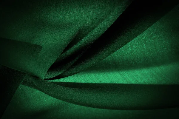 Sheer Dark Green Chiffon Silk Emerald Abstract Background Green Fabric — Stock Photo, Image