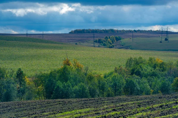 Podzimní Fotografie Krajiny Zalesněná Krajina Evropského Smíšeného Lesa Podzimní Sezóně — Stock fotografie