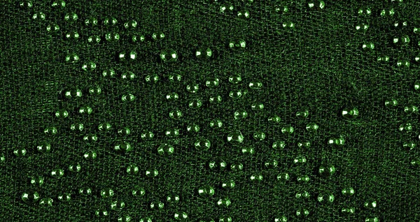 Зелений Смарагдовий Шовк Приклеєними Скляними Каменями Щоб Розбити Світло Текстура — стокове фото