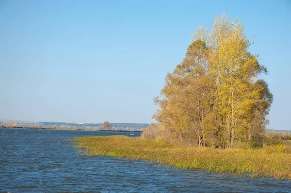 Stendardo Paesaggio Autunnale Bellissimo Paesaggio Con Alta Riva Del Fiume — Foto Stock