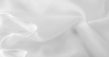 Doku. Geçmişi. Şablon. Beyaz ipek katlanmış kumaş arka plan, afiş veya kapak tasarımı. Poster için lüks tekstil dekorasyonu, yumuşak dalgalı dalgalı beyaz kumaş, poster