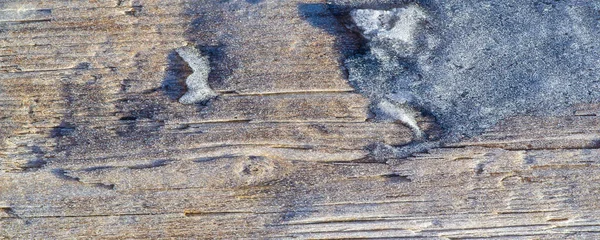 Una Vieja Tabla Madera Está Cubierta Heladas Frío Textura Fondo — Foto de Stock