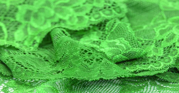 Yeşil Dantel Elastik Moda Tekstil Jakuzi Danteli Seksi Çamaşırları Için — Stok fotoğraf