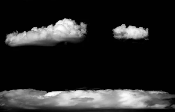 Fotografía Diseñador Cielo Nubes Aisladas Sobre Fondo Negro Cerca —  Fotos de Stock