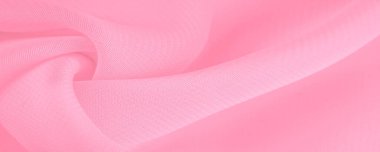 Doku. şablon. İpek kırmızı polyester. Pembe ipek kumaşın arka planı. Şeffaf arkaplan ve elbise dikmek için açık kumaştan yapılmış. Tekstil panoraması