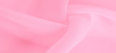 Doku. şablon. İpek kırmızı polyester. Pembe ipek kumaşın arka planı. Şeffaf arkaplan ve elbise dikmek için açık kumaştan yapılmış. Tekstil panoraması