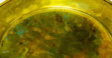 Doku Arkaplan Şablonu, Bit Pazarı. Antik Hint Tepsisi, Bakır - Pirinç,