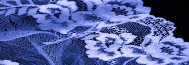 Mavi dantel. Eşsiz tasarım, el yapımı siyah beyaz esnek dantel. Aksesuarlar. Zarif, sakin, saf kumaş. Jacquard. Yüksek kaliteli el yapımı aksesuarlar. İç çamaşırı kumaşları
