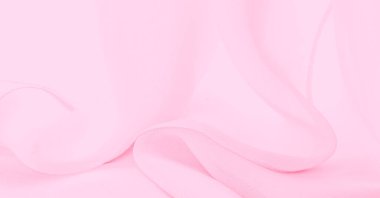Doku. şablon. İpek kırmızı polyester. Pembe ipek kumaşın arka planı. Şeffaf arkaplan ve elbise dikmek için açık kumaştan yapılmış. Tekstil panoraması