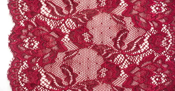 Encaje Rojo Encaje Elástico Jacquard Textil Moda Artículo Decorativo Para — Foto de Stock