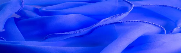 Blue Silk Organza Wavy Piping Border Edge Fabric Abstract Background — Stock Photo, Image