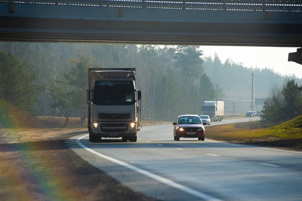 Transport Drogowy Towarów Firmy Transportowe Przyjmują Towary Transportu Drogowego Wielu — Zdjęcie stockowe