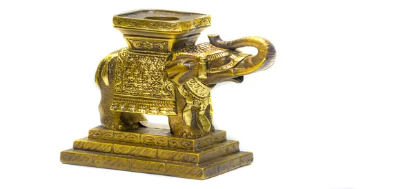 Tauschtreffen Indischer Elefant Form Eines Leuchters Messing Mit Geschnitztem Ornament — Stockfoto