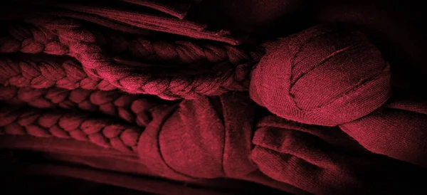 Texture Fond Motif Tissu Tresses Rouges Fond Tricoté Tricoté Avec — Photo