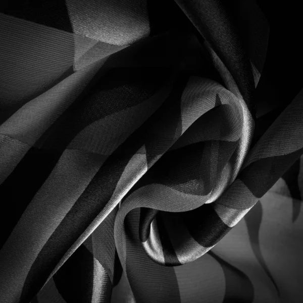 Textúra Sablon Sablont Selyem Szövet Absztrakt Árnyalatú Fekete Fehér Selyem — Stock Fotó