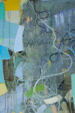 Tuval üzerinde renkli bir tablo. Fotoğraf stüdyosu. Soyut sanat geçmişi. Tuval üzerine yağlı boya boya. Çok renkli parlak bir doku. Bir sanat eserinin parçası. Yağlı boya lekeleri.