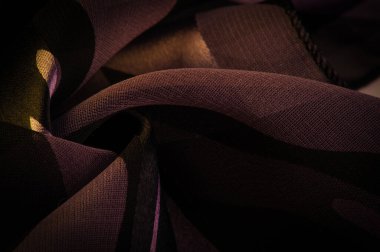 Doku. Desen. Desen. Kahverengi ve mavinin soyut tonlarında ipek kumaş. ipek dokusu, soyutlama, tasarım ve duvar kağıdı için lüks saten, yumuşak ve bulanık stil, düz, siyah ve beyaz tonlar.