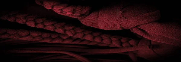Texture Fond Motif Tissu Tresses Rouges Fond Tricoté Tricoté Avec — Photo