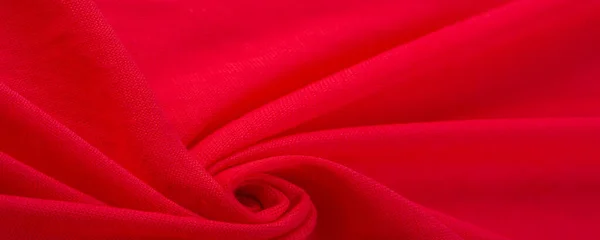 赤い布 波や波状の折り目の高級生地や液体シルクの質感の抽象的な背景 背景やエレガントな壁紙のデザイン 綿の質感 天然生地と染料 明るい赤の色 — ストック写真
