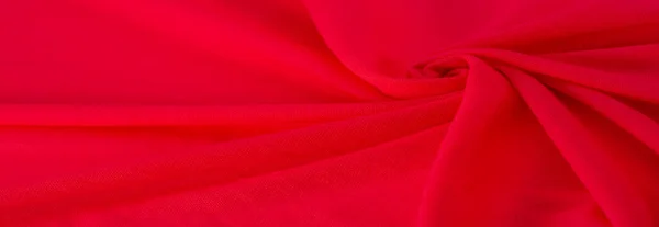 赤い布 波や波状の折り目の高級生地や液体シルクの質感の抽象的な背景 背景やエレガントな壁紙のデザイン 綿の質感 天然生地と染料 明るい赤の色 — ストック写真