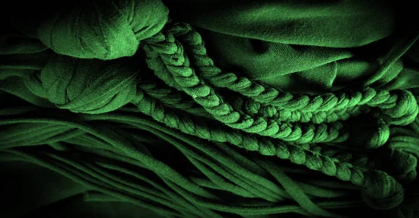 Υφή Φόντο Μοτίβο Ύφασμα Πράσινες Πλεξούδες Πλεκτό Φόντο Ανάγλυφο Σχέδιο — Φωτογραφία Αρχείου