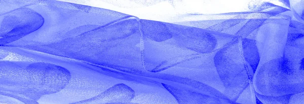 Texture Pattern Texture Lisse Élégante Tissu Bleu Avec Imprimé Bleu — Photo