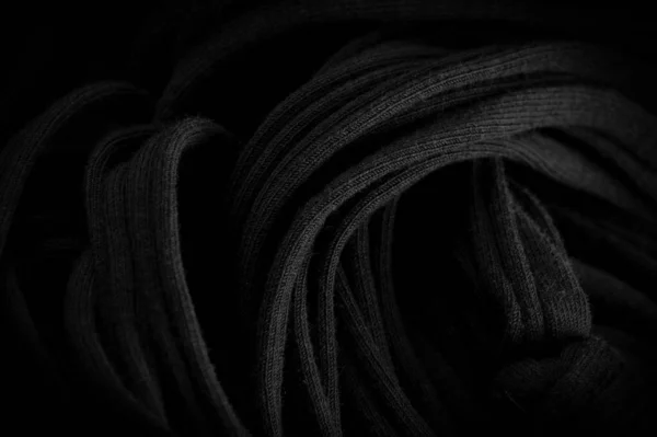 Texture Background Pattern Fabric Black Braids Knitted Knitted Background Embossed — Stock Photo, Image