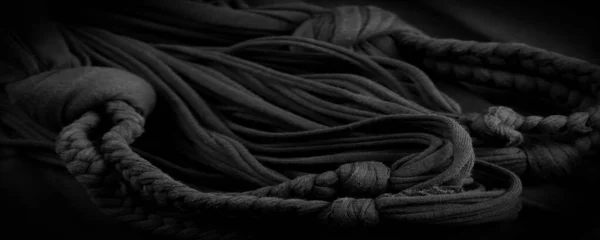 Doku Arka Plan Desen Siyah Örgülü Kumaş Kabartmalı Desenli Örgü — Stok fotoğraf