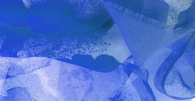 Doku. Geçmişi. şablon. Soyut mavi ipek şifon kumaş. Kot ipeği tafta renginde sanatsal düzen.