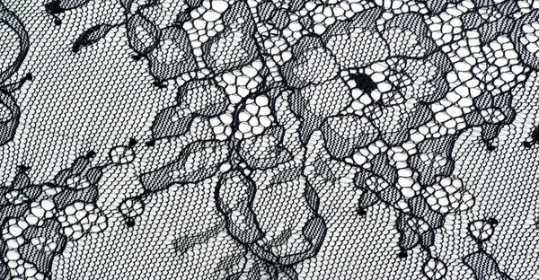 Black Lace White Background Lace Black Drawing Flowers White Background — Stock Photo, Image