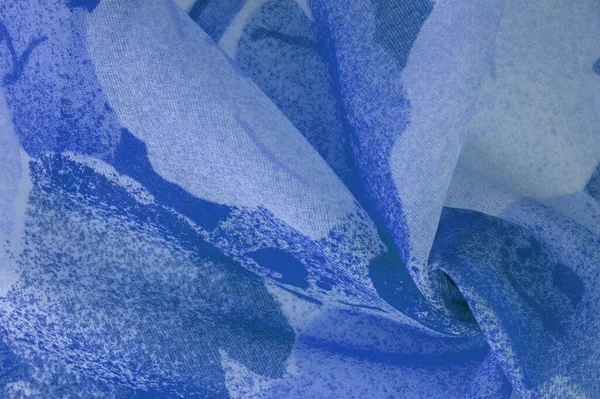 Textura Antecedentes Modelo Abstrato Tecido Chiffon Seda Azul Layout Artístico — Fotografia de Stock