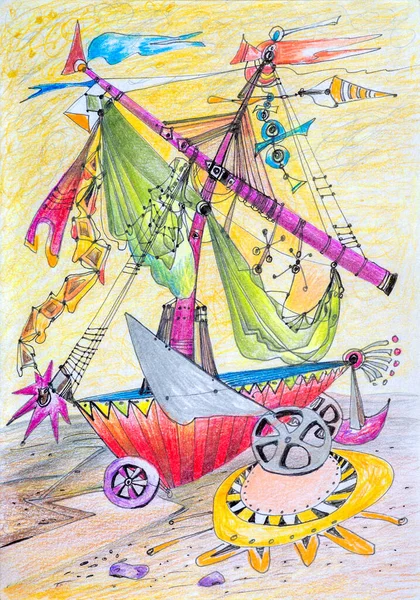 Dibujo Fantástico Colorido Hecho Con Lápices Color — Foto de Stock