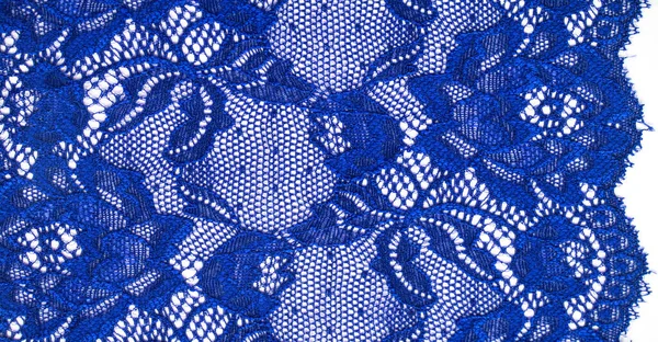 Renda Azul Laço Jacquard Têxtil Elástico Elegante Item Decorativo Para — Fotografia de Stock