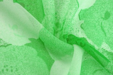 Doku. Geçmişi. şablon. Soyut yeşil ipek şifon kumaş. Bahar yeşili tafta ipek kumaşın sanat modeli.