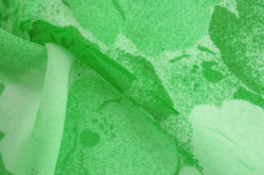 Doku. Geçmişi. şablon. Soyut yeşil ipek şifon kumaş. Bahar yeşili tafta ipek kumaşın sanat modeli.