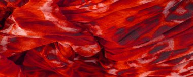 Kırmızı bez. İnce organzalı ipek kumaş, panter desenli, buruşuk desenli. Geçmişi. Şablon.