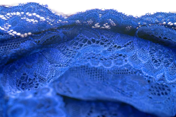 Blauwe Kant Elastische Modieuze Textiel Jacquard Kant Decoratief Item Voor — Stockfoto