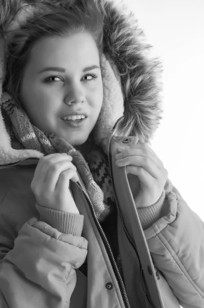 Girl Winter Jacket Smiling Winter Girl Sweet Young Girl Warm — Stock Photo, Image