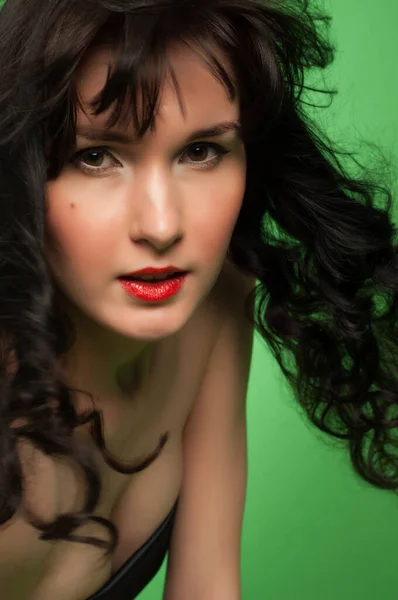 Studiofotografie Uit Het Portfolio Van Het Model Brunette Krullend Haar — Stockfoto